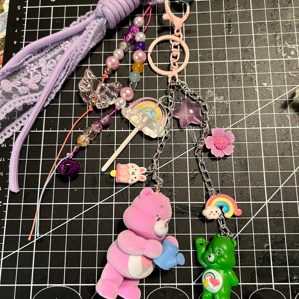 Colorful Charm Keychain Bag Charm with Bear and Lollipop’s